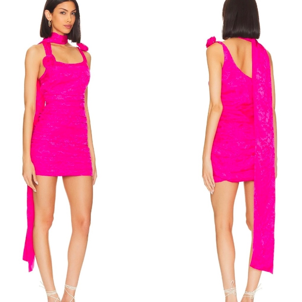 🍋 For Love & Lemons Deliza Hot Pink
Mini Dress Size‎ XL NWT $229